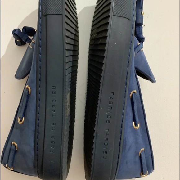 Fabrice Tardieu slip on moccasin shoes Italy 36 Blue Leather Handcrafted Woman - Picture 5 of 8